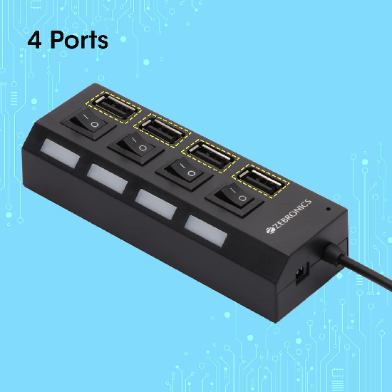 ZEBRONICS 150Hb 4 Port USB Hub 45cm cable